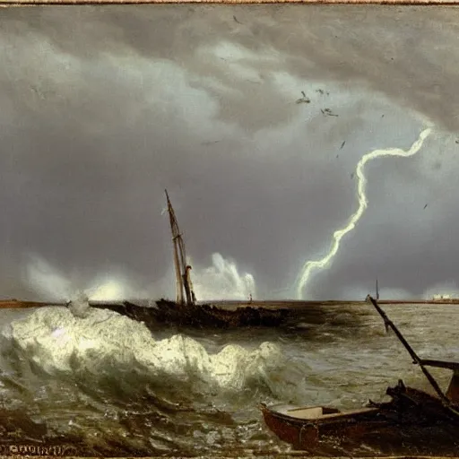 Image similar to storm on the volga, oil on canvas, 1 8 7 3