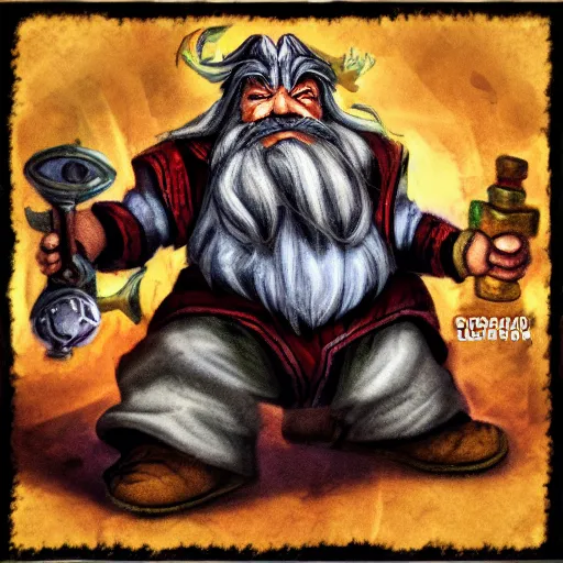 Prompt: dwarf alchemist in the style of league of legends