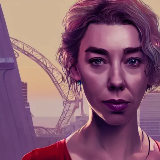 Image similar to vanessa kirby as hattie in gta v, cover art by stephen bliss, artstation, no text