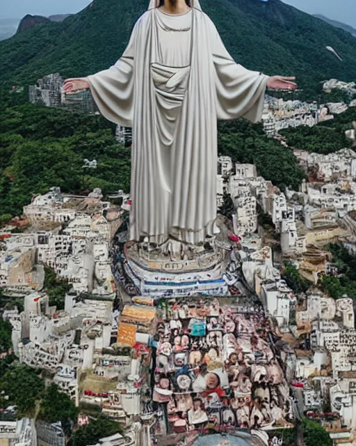 Image similar to gigantic statue of honey boo boo as christ the redeemer, rio digennaro, hyperreal