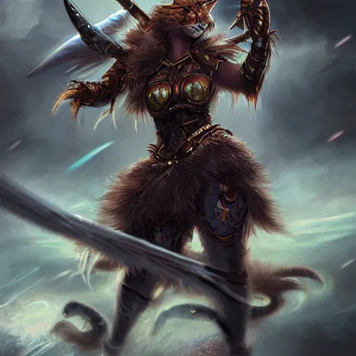 Prompt: a hyper realistic cat warrior, ultra detailed, magic the gathering art, digital art, cinematic, studio lighting, background battlefield, fantasy, no blur,