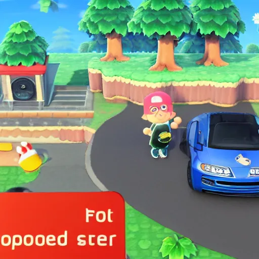 Image similar to screenshot of a carjacking in animal crossing