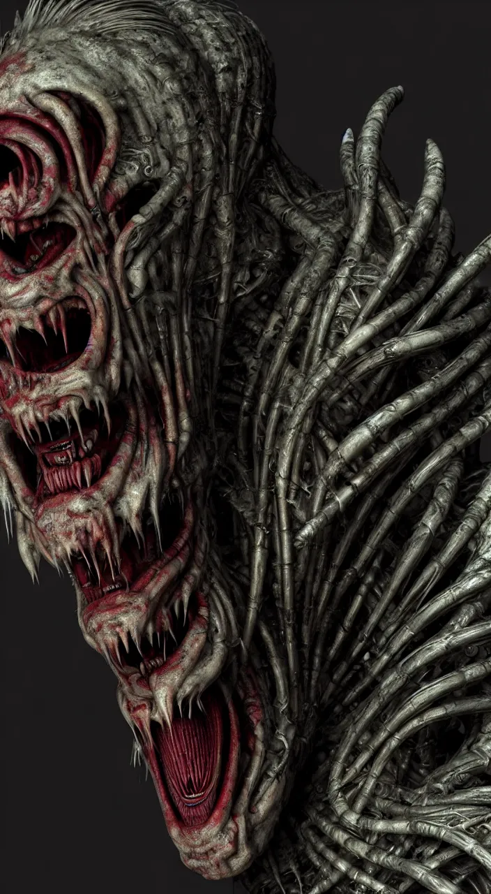 Image similar to gary busey as a monster designed by hr giger, colorful horror video game, sci fi horror,, body horror, unreal engine, octane render, depth of field, cycles render, hd