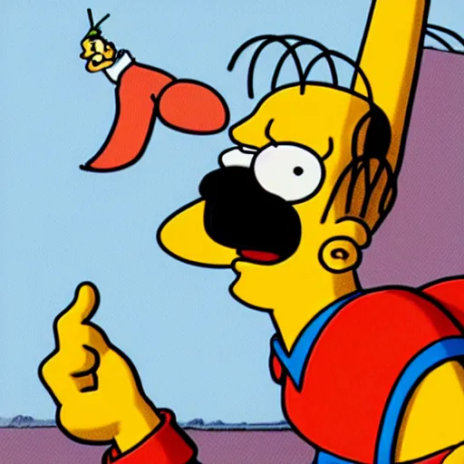 Prompt: Homer Simpson as woody the woodpecker