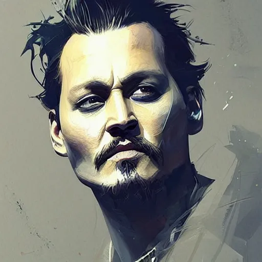 Image similar to “ portrait of johnny depp by greg rutkowski, young, attractive, highly detailed portrait, scifi, digital painting, artstation, concept art, smooth, sharp foccus ilustration, artstation hq ”