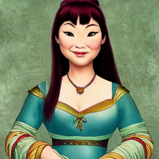 Prompt: portrait of an asian fiona from shrek ( 2 0 0 1 )