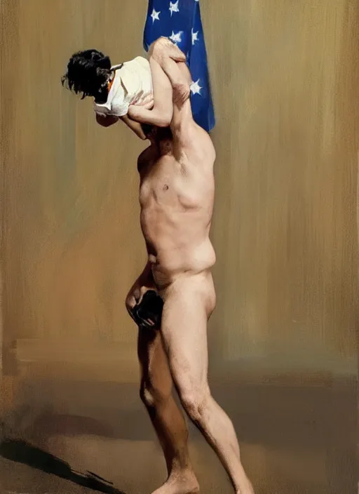 Image similar to joe biden in diaper!!!!!!!!!!!, wah wah, painting by phil hale, fransico goya,'action lines '!!!, graphic style, visible brushstrokes, motion blur, blurry, visible paint texture, crisp hd image