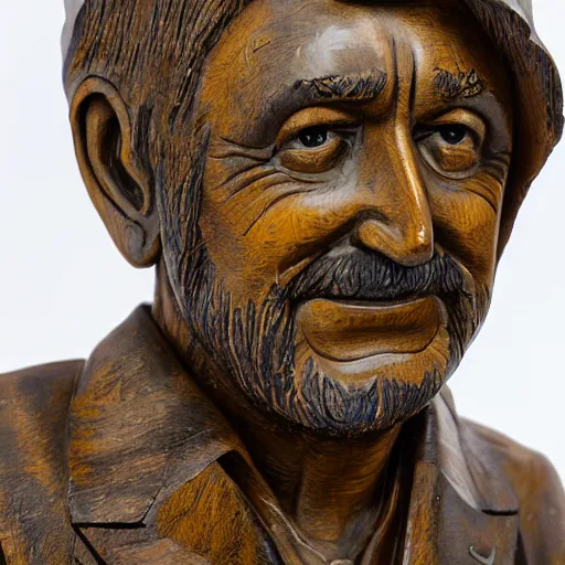 Image similar to andrej babis epic wooden statue painted in style of josef lada, high detail