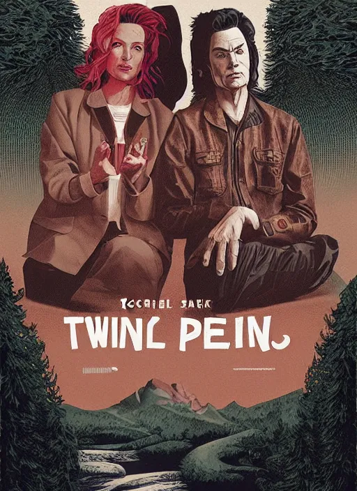 Prompt: Twin Peaks movie poster artwork by Michael Whelan and Tomer Hanuka, Rendering of secret cult club of snake worshippers, from a scene from Twin Peaks, clean, full of detail, Matte painting, trending on artstation and unreal engine