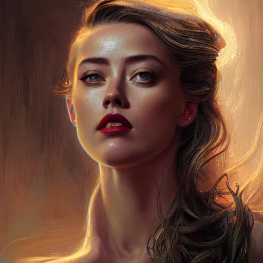 Image similar to Amber Heard, physically accurate, dramatic dynamic lighting, intricate, elegant, highly detailed, digital painting, artstation, very hyperrealistic, HR GIGER, Hieronymus Bosch, Francis Bacon, concept art, smooth, sharp focus, illustration, art by artgerm and greg rutkowski and alphonse mucha