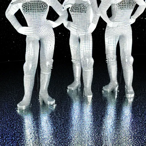 Image similar to 3 d rendered movie still saturday night fever wearing futuristic spacesuits.. 4 k, hyperrealistic, ue 5, ocatane, artgem, dramatic lighting.