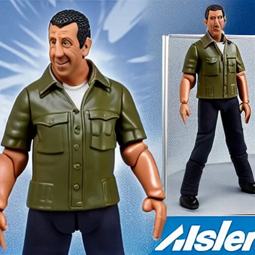 Image similar to a still a detailed full body action figure of adam sandler, first 4 figures, hasbro detailed product photo