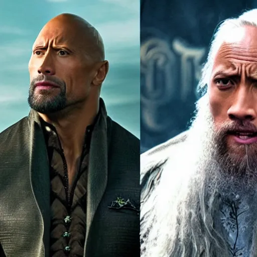 Image similar to Dwayne Johnson as Dumbledore