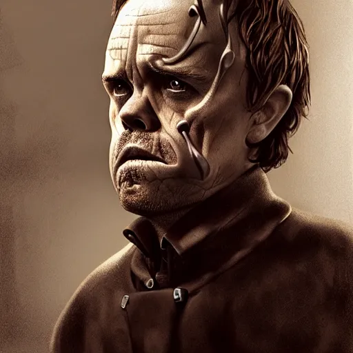 Image similar to peter dinklage as hannibal lecter, digital painting, extremely detailed, 4 k, intricate, brush strokes, mark arian, artgerm, bastien lecouffe - deharme