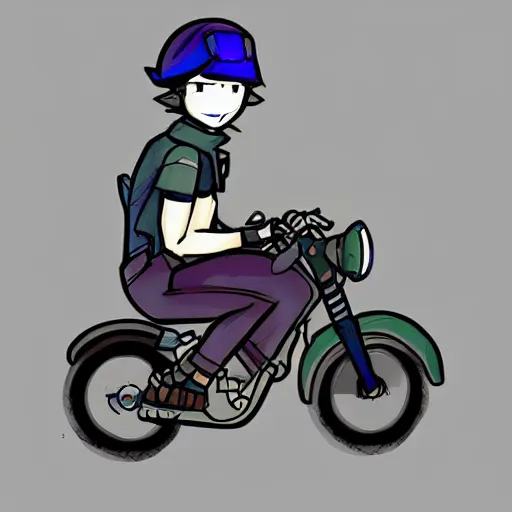 Image similar to niko oneshot riding motorcycle, digital art #OneshotGame