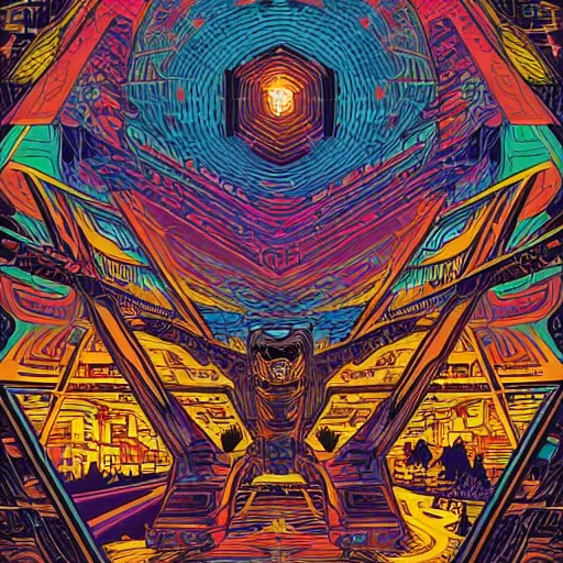 Image similar to vector artwork by Dan Mumford, detailed intricate colourful