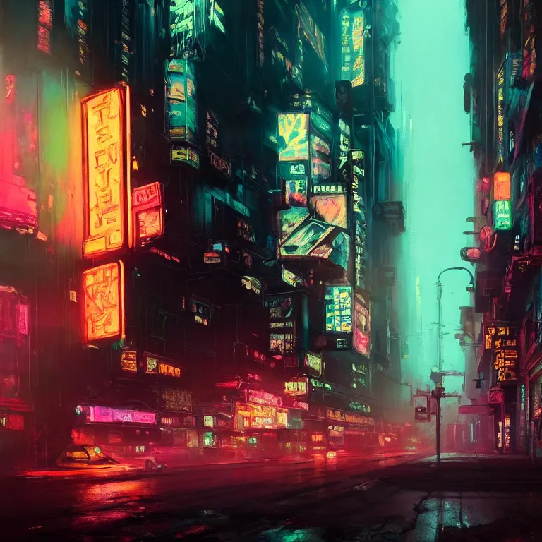 beautiful painting by jeremy mann, cyberpunk street, | Stable Diffusion ...
