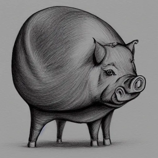 Image similar to a beautiful draw of a pig and a snail, artstation