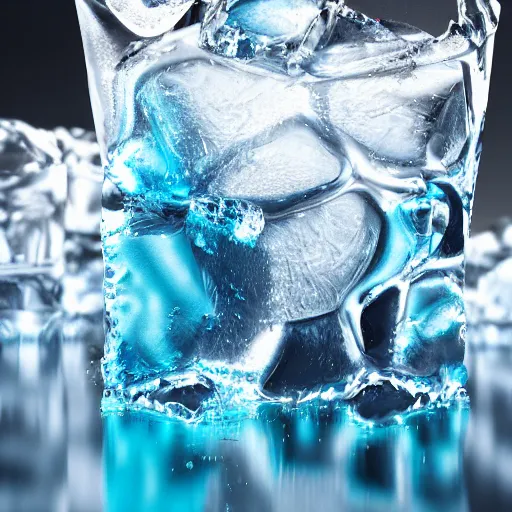 Prompt: melting ice cubes in a collins glass vaguely resemble animal shapes, close up at a bar, brisk, condensation, 8k, reflections, bokeh, octane render, unreal engine 5