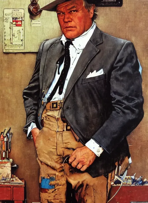 Prompt: painting of joe don baker in mitchell ( 1 9 7 5 ) by norman rockwell, detailed