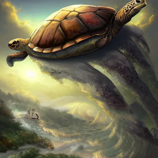 Image similar to kobe byrant riding on a turtle in heaven, amazing digital art, amazing detail, fantasy art, artstatiom, cgsociety, epic art