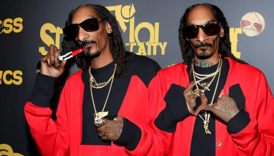 Image similar to 4028801023 Snoop Dogg smokes a big joint with red eyes