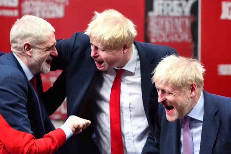 Prompt: jeremy corbyn punches boris johnson