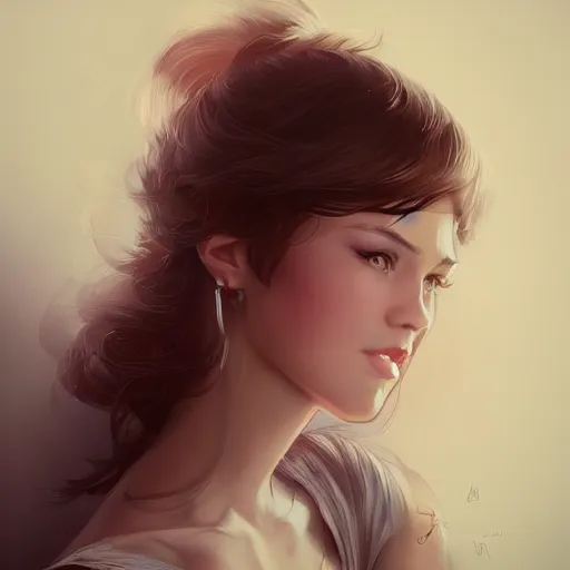 Image similar to young brunette woman, very detailed, portrait, high contrast, soft lighting, shallow focus, RossDraws, trending on artstation