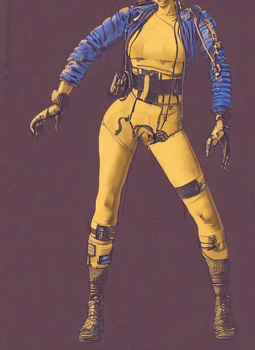 Image similar to cyberpunk athlete in tactical harness and jumpsuit. portrait by stonehouse and mœbius and will eisner and gil elvgren and pixar. realistic proportions. dystopian. cyberpunk 2 0 7 7, apex, blade runner 2 0 4 9 concept art. cel shading. attractive face. thick lines.