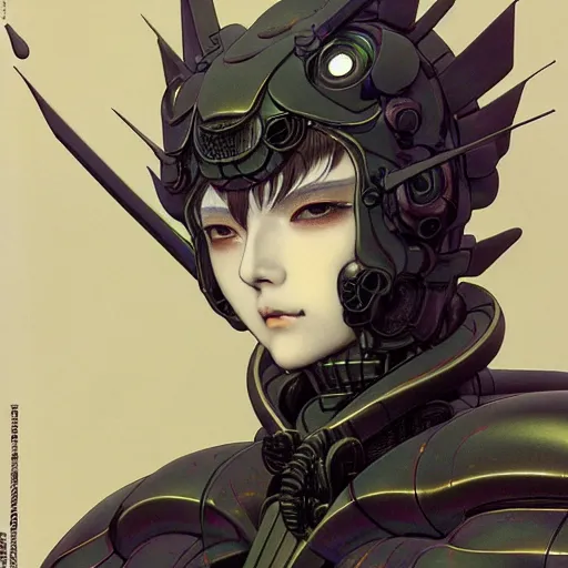 Image similar to prompt : photorealistic cinematic 3 d render of persona portrait soft light painted by takato yamamoto, mecha attributes and armor, inspired by ghost in shell anime, smooth face feature, intricate oil painting, high detail, sharp high detail, manga and anime 1 9 8 0