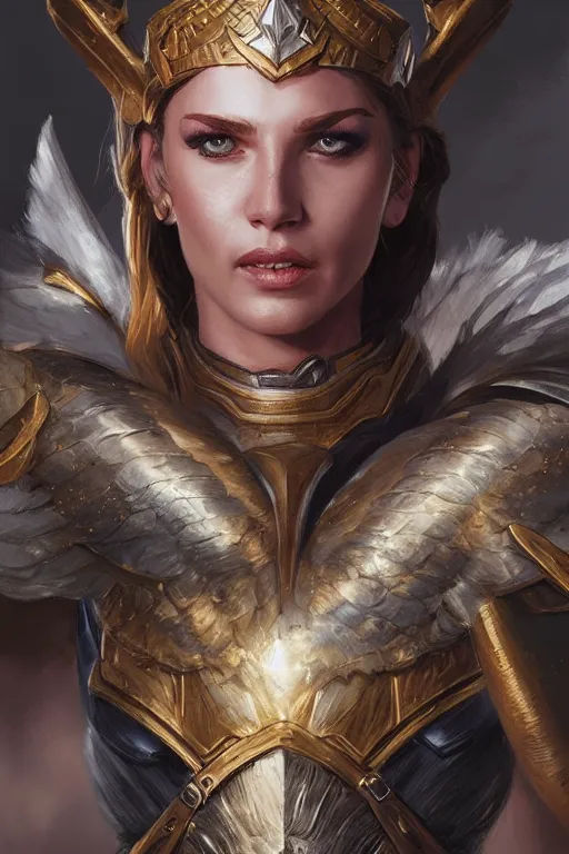 Image similar to amazon valkyrie athena, d & d, fantasy, portrait, highly detailed, headshot, digital painting, trending on artstation, concept art, sharp focus, illustration, art by artgerm and greg rutkowski and magali villeneuve