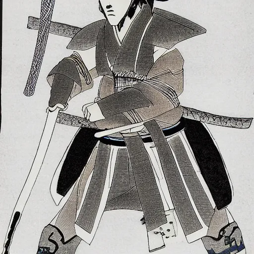 Prompt: a samurai by Hasegawa Tohaku