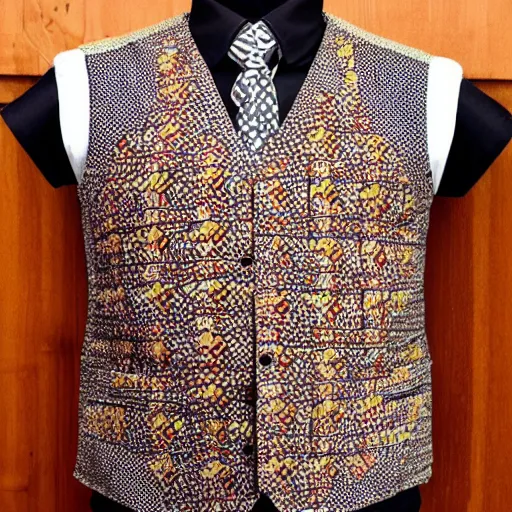 Prompt: a vest with a pattern of tractores