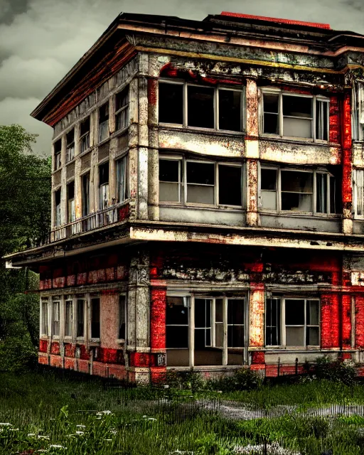 Image similar to a beautiful ultradetailed highly detailed house city nature industrial architecture urbex unfinished building by owen d. pomery, thermal imaging liberty city flowers, archdaily, wallpaper, highly detailed, trending on artstation.