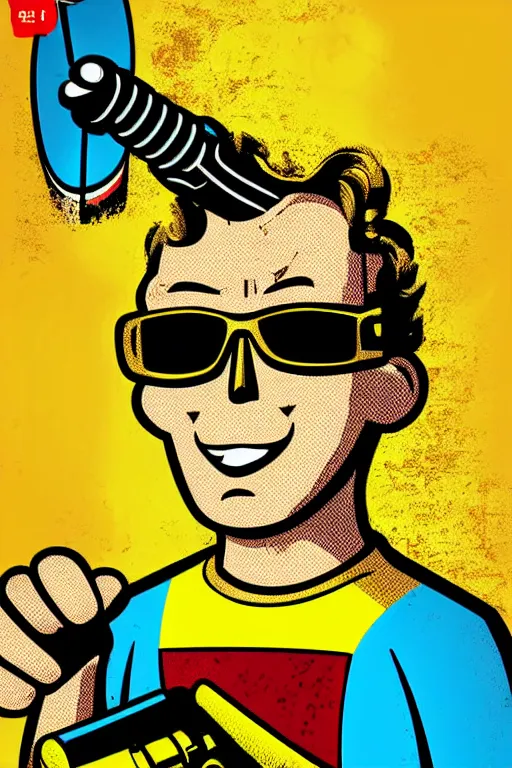 Image similar to fallout 7 6 retro futurist illustration art by butcher billy, sticker, colorful, illustration, highly detailed, simple, smooth and clean vector curves, no jagged lines, vector art, smooth andy warhol style