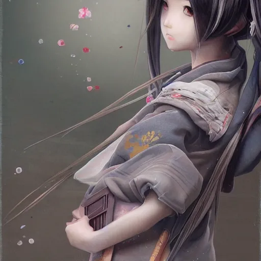 Image similar to dynamic composition, motion, ultra-detailed, incredibly detailed, a lot of details, amazing fine details and brush strokes, colorful and grayish palette, smooth, HD semirealistic anime CG concept art digital painting, watercolor oil painting of a Japanese schoolgirl, by a Chinese artist at ArtStation, by Huang Guangjian, Fenghua Zhong, Ruan Jia, Xin Jin and Wei Chang. Realistic artwork of a Chinese videogame, gradients, gentle an harmonic grayish colors.