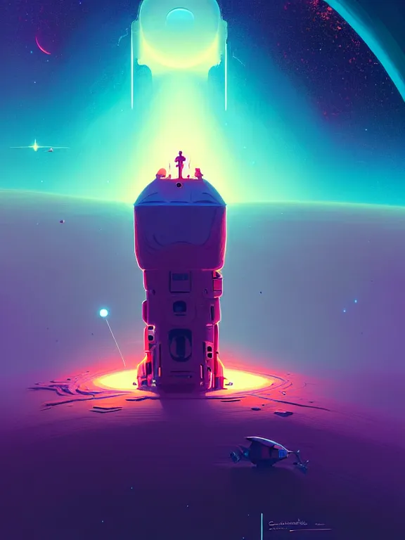Prompt: robotic expedition to the death of a star by christopher balaskas and anton fadeev and dan mumford and beeple and norman rockwell, asymmetrical!!, asymmetry!!, hyperrealistic, high contrast, intricate details, ultra detailed, space, nebula, sharp focus, astronomy, science, crisp edges, sharp edges, hdr, mist, reflections