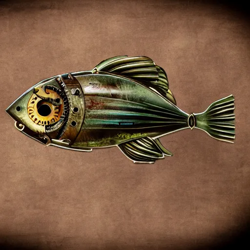 Image similar to steampunk fish