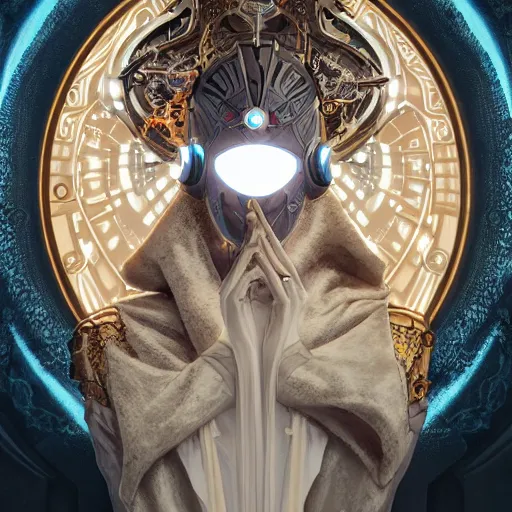 Image similar to a cyborg empress with mask, art nouveau ivory accessories, cyberpunk, darksynth, luxury, concept art by jama jurabaev, extremely detailed, ominous, ethereal, artstation, andree wallin, edvige faini, balaskas, alphonse mucha, symmetry