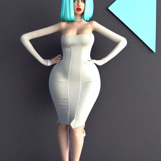 Prompt: an elegant curvy feminine pale goth cutie wearing an elaborate tight latex-nylon-leather white gown with cyan highlights, thin waist, tube-top dress, cgsociety, photorealistic, 16k, smooth, sharp focus, trending on ArtStation, volumetric lighting, worksafe, sublime-comforting-intriuging ambience