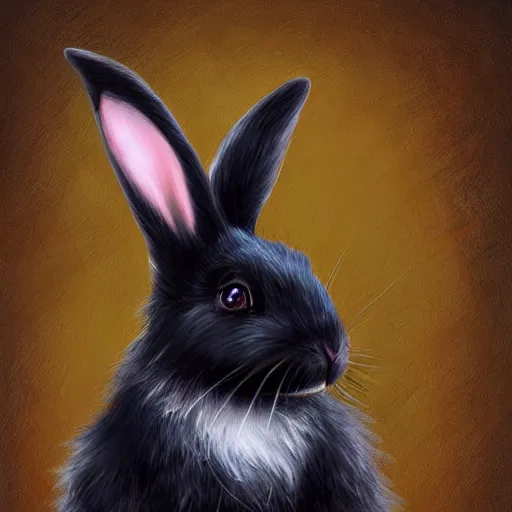 Prompt: fantasy cute black rabbit portrait, fantasy art, concept, art, computer art, high detail, 4 k