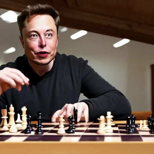 Prompt: photo of elon musk playing chess in cyberspace, 4 k