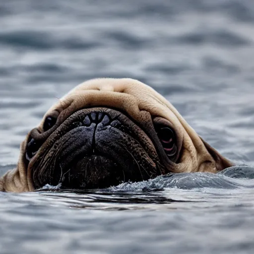 Image similar to a walrus that looks like a pug, national geographic photography