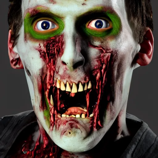 Image similar to zombie jerma985, detailed, 4k, high definition, wide shot, cinematic lens, terrifying, uncanny