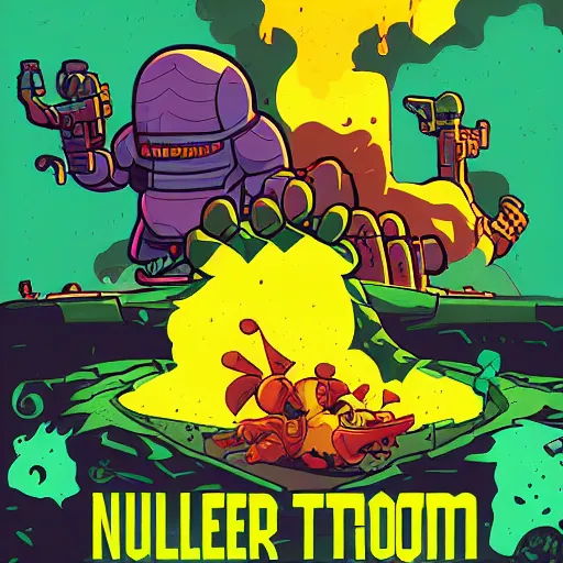 Image similar to nuclear throne artwork, artwork by moebius and dan mumford, smooth gradient colorings, black outlines