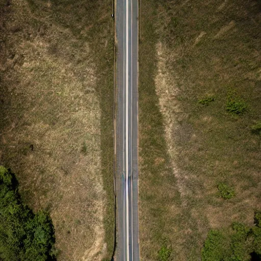 Image similar to topdown fotage of an old abandoned road