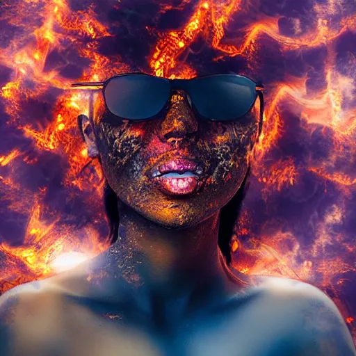 Image similar to a woman on fire, city on fire, giant, photoshop, sci - fi, award winning, photo manipulation