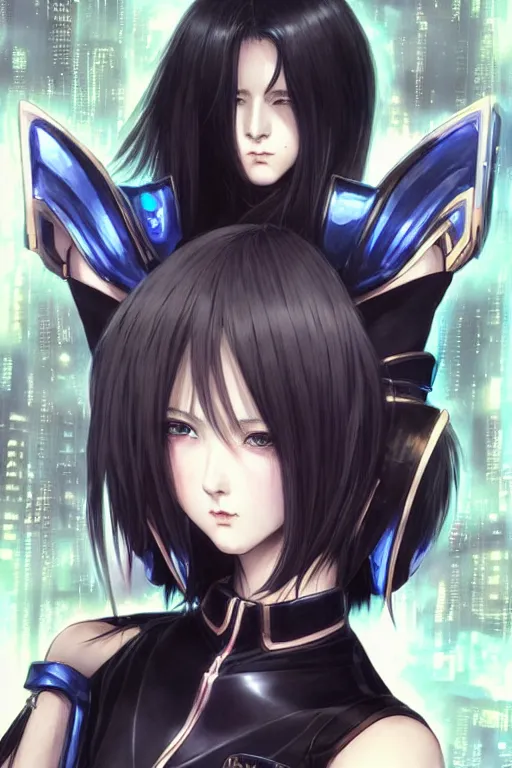 Image similar to portrait Anime girl in cyberpunk trinity blood armor, cute-fine-face, black-hair pretty face, realistic shaded Perfect face, fine details. Anime. realistic shaded lighting by Ilya Kuvshinov katsuhiro otomo ghost-in-the-shell, magali villeneuve, artgerm, rutkowski, WLOP Jeremy Lipkin and Giuseppe Dangelico Pino and Michael Garmash and Rob Rey and Yoshitaka Amano and Thores Shibamoto