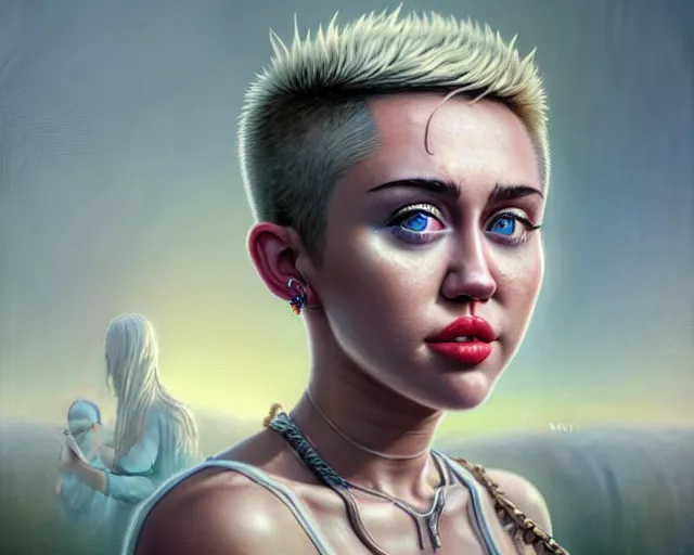 Prompt: highly detailed portrait of miley cyrus, in the walking dead, stephen bliss, unreal engine, fantasy art by greg rutkowski, loish, rhads, ferdinand knab, makoto shinkai and lois van baarle, ilya kuvshinov, rossdraws, tom bagshaw, global illumination, radiant light, detailed and intricate environment