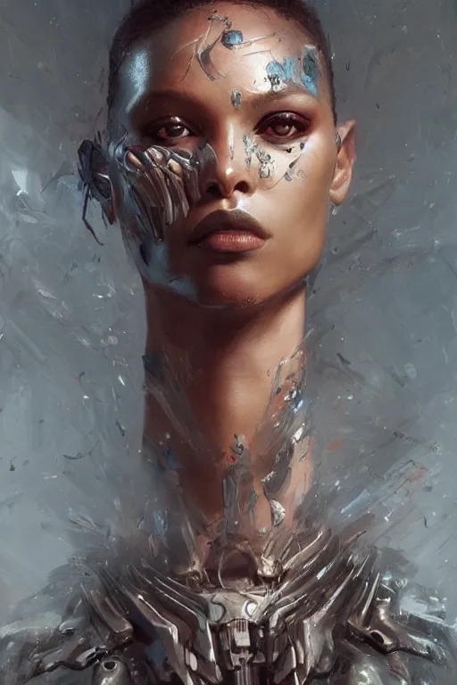 Image similar to Portrait of a south african Supermodel, marvel comics, dark, intricate, highly detailed, smooth, artstation, digital illustration by Ruan Jia and Mandy Jurgens and Artgerm and Wayne Barlowe and Greg Rutkowski and Zdislav Beksinski